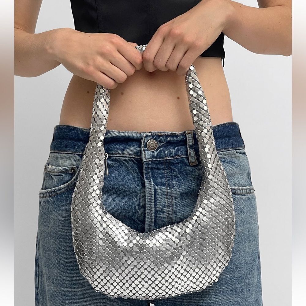 Zara metallic mesh shoulder bag